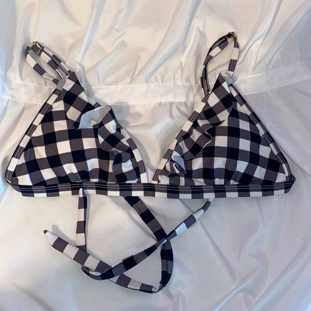 Black and White Gingham Bikini Top
